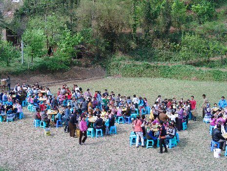 Fête familiale dans le champ