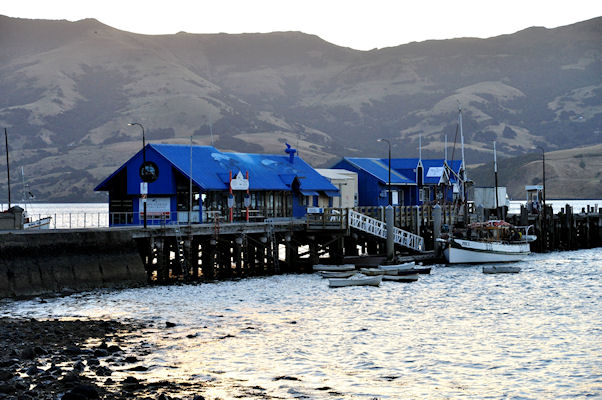 Akaroa : le quai, le soir