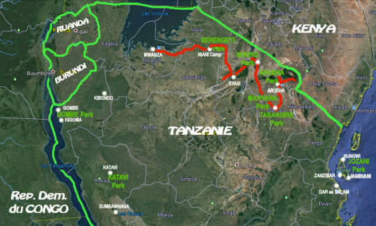 Carte de l'itinéraire